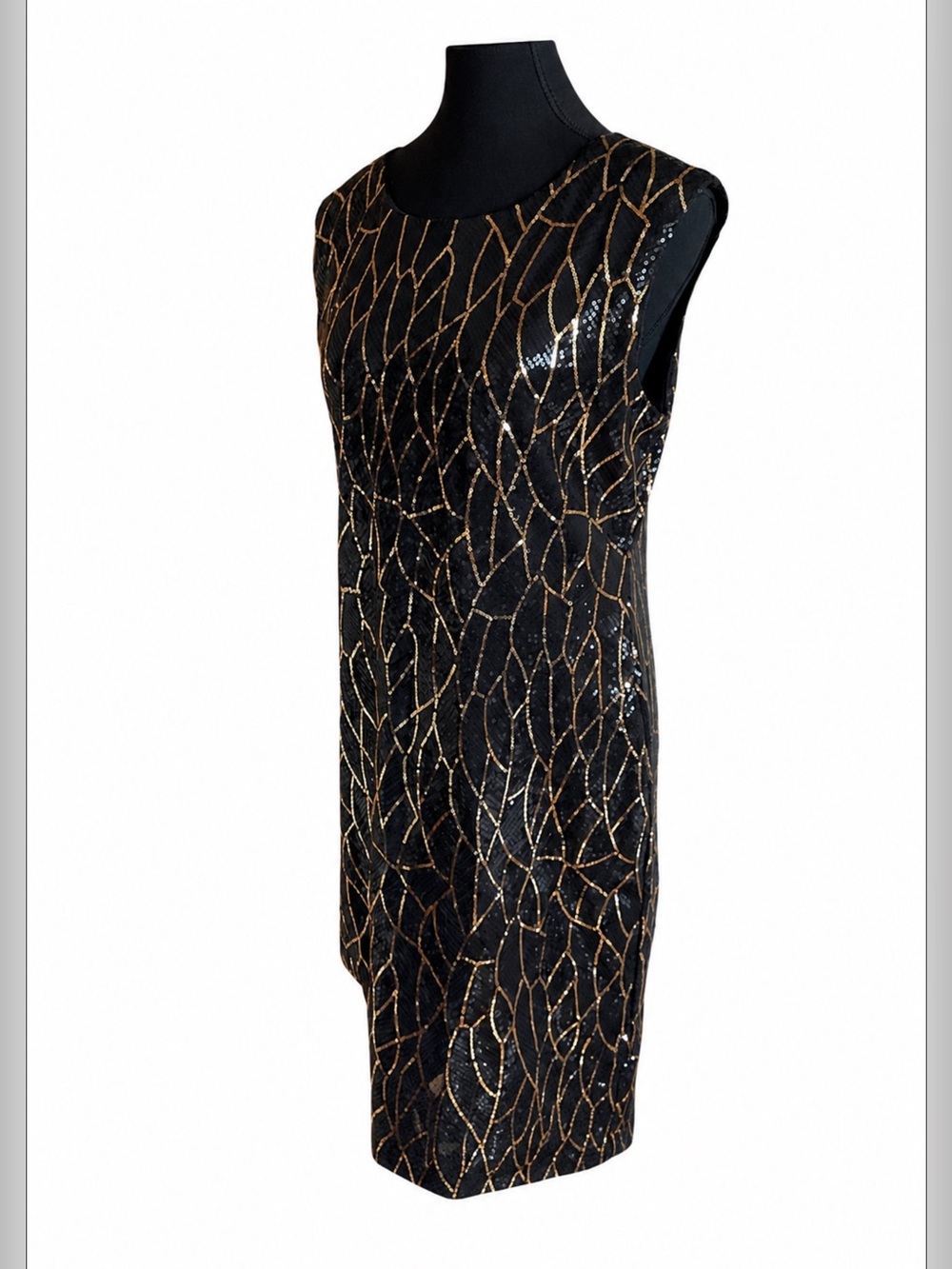 JESSICA Black and Gold Sequin Cocktail/Evening Dress Size 12